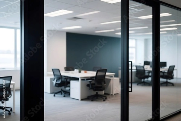 Obraz Modern Office Interior, Clean Workspace, Generative AI