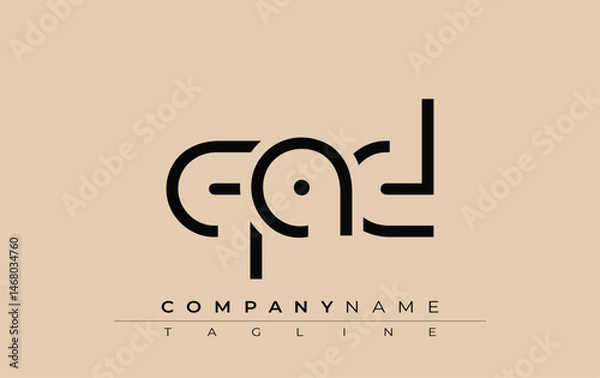 Fototapeta QAD abstract letter design. Modern Business Logo Design With Abstract Typography and Contemporary Style