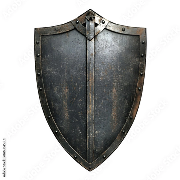 Fototapeta Medieval Shield Dark Metal Ancient Armor Protection,