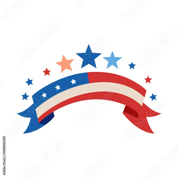 Obraz Patriotic Banner with Stars Waving on Transparent Background