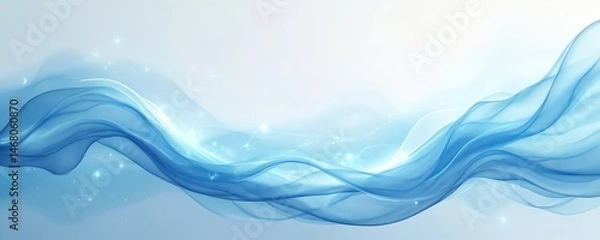 Obraz Abstract illustration featuring flowing blue light waves on transparent background. Dynamic energy pattern, fluid forms, ethereal effect, motion. Ideal for modern design, tech presentations, web