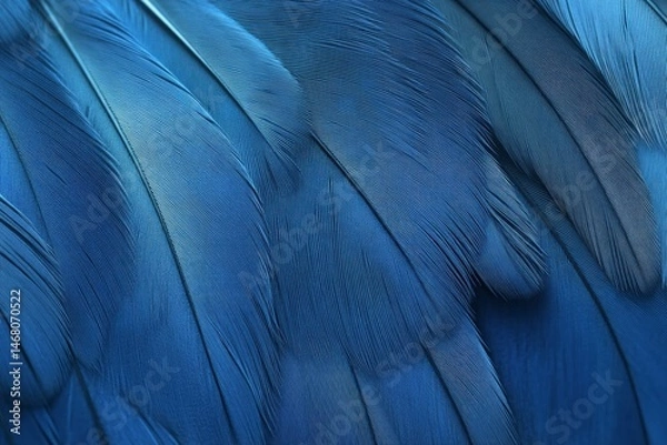 Fototapeta Vivid blue feathers create a stunning texture reminiscent of nature's artistry in bright sunlight