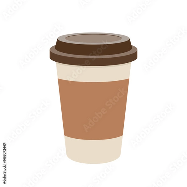 Obraz Coffee cup flat vector illustration. Cartoon flat vector illustration on white isolated background