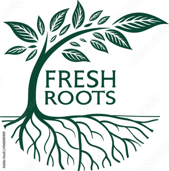Obraz Trees roots logo design vector illustration art.