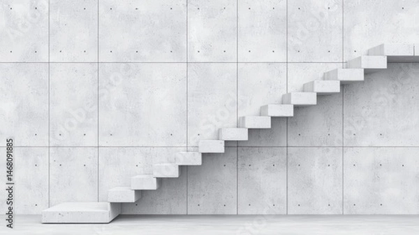Obraz A white concrete staircase ascending to the right.
