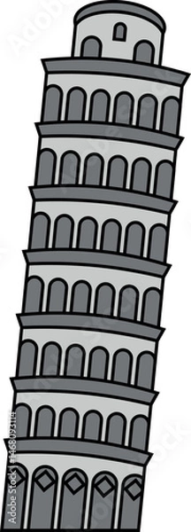 Obraz Flat vector illustration of Leaning Tower of Pisa