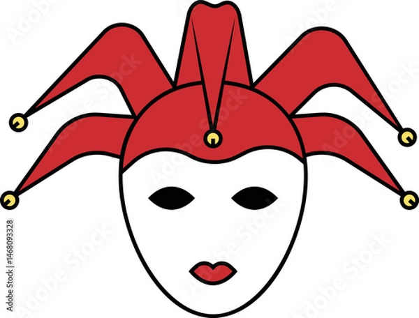 Obraz Flat vector illustration of venetian carnival mask