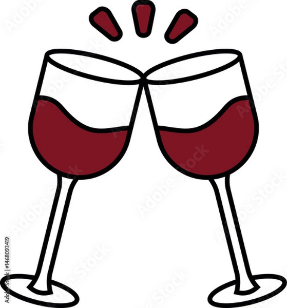 Obraz Flat vector illustration of wine glasses