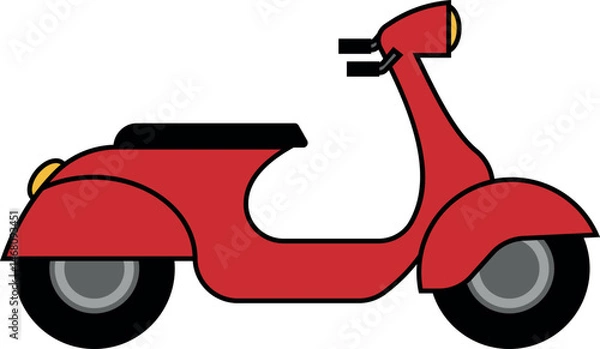 Obraz Flat vector illustration of Italian red scooter