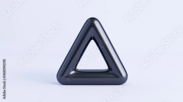 Fototapeta A 3D rendering of a black, shiny triangle.