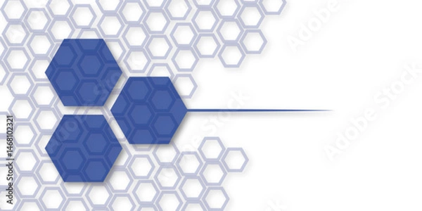 Obraz White geometric hexagonal abstract background,  hexagonal patterns on a white gradient background, creating a modern and visually appealing composition suitable for various applications