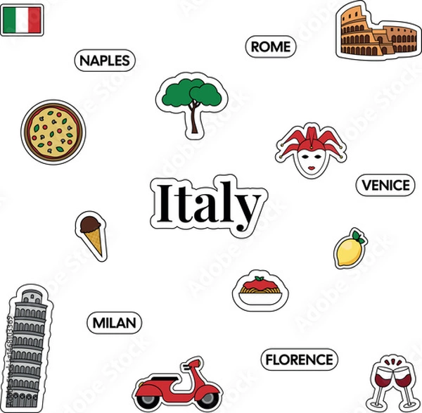 Obraz Vector set of Italian stickers