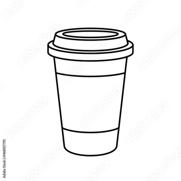 Obraz Vector cups with coffee. Coffee cup icon. linear drawing coloring, flat vector illustration on white isolated background