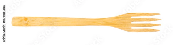 Obraz Dinner fork made of bamboo isolated top view