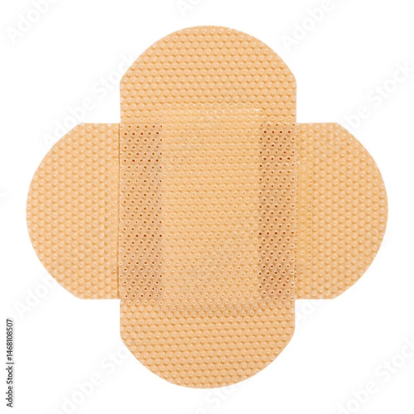 Obraz Cross of beige medical plasters isolated top view