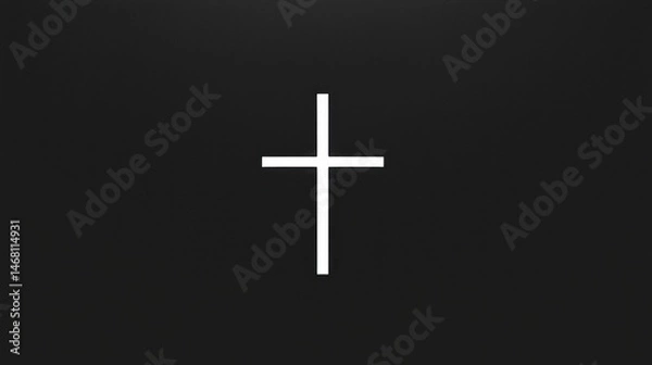 Obraz A white cross on a black background.