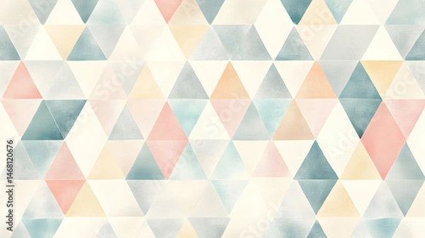 Fototapeta Abstract watercolor triangle pattern with geometric design in pastel colors