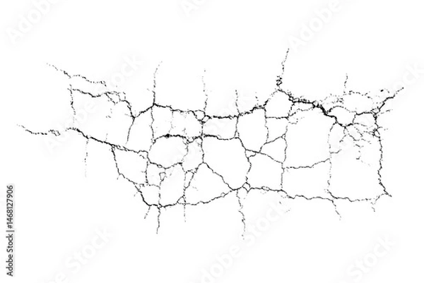 Fototapeta Vector overlay abstract texture. Natural complex crack element on white background. Organic grunge one color surface.