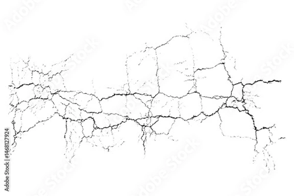 Fototapeta Vector overlay abstract texture. Natural complex crack element on white background. Organic grunge one color surface.