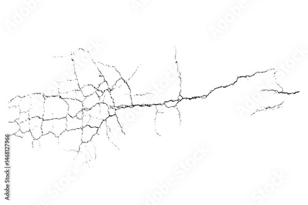 Fototapeta Vector overlay abstract texture. Natural complex crack element on white background. Organic grunge one color surface.