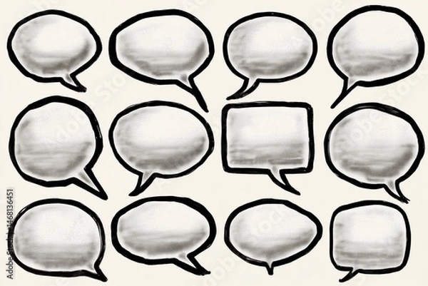 Fototapeta Collection of unique speech bubbles for graphic design messages and conversation illustration