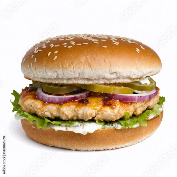 Fototapeta Delicious international sandwiches set isolated on white background - professional food images generated using AI