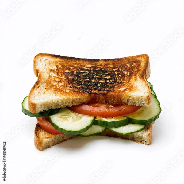 Fototapeta Delicious international sandwiches set isolated on white background - professional food images generated using AI