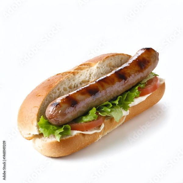 Fototapeta Delicious international sandwiches set isolated on white background - professional food images generated using AI