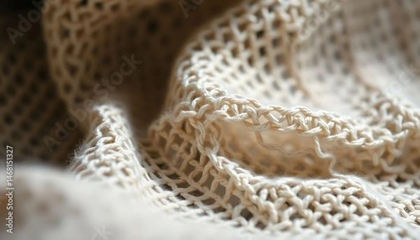 Obraz close up of a white knitted cloth