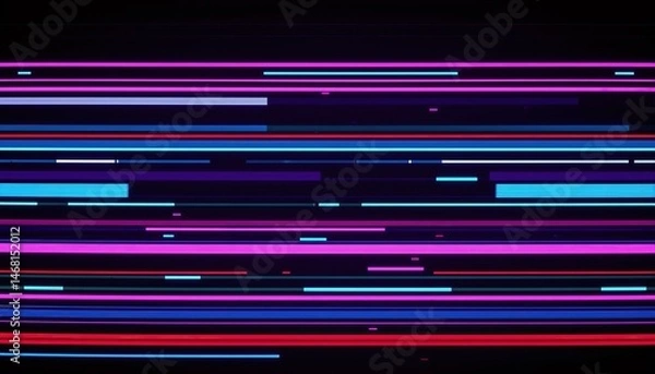 Fototapeta Abstract neon lines vibrant modern pattern with horizontal streaks of light against dark backdrop