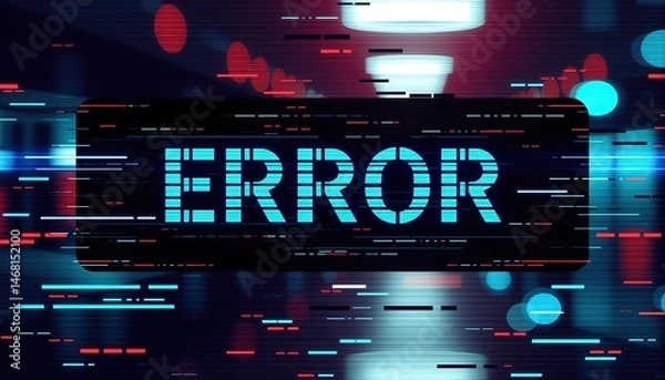 Fototapeta screen displays word "ERROR" in digitized style set against backdrop of digital glitches