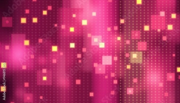Fototapeta abstract background of magenta and white with yellow gold squares scattered across pink and maroon backdrop
