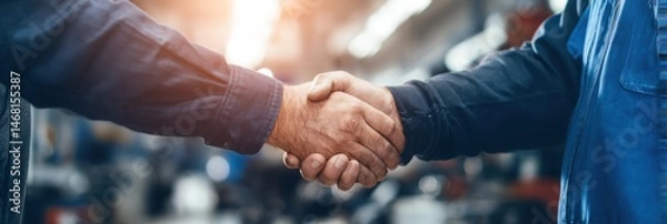 Fototapeta Customer Engages With Technician in Handshake at Service Location During Daytime Generative AI