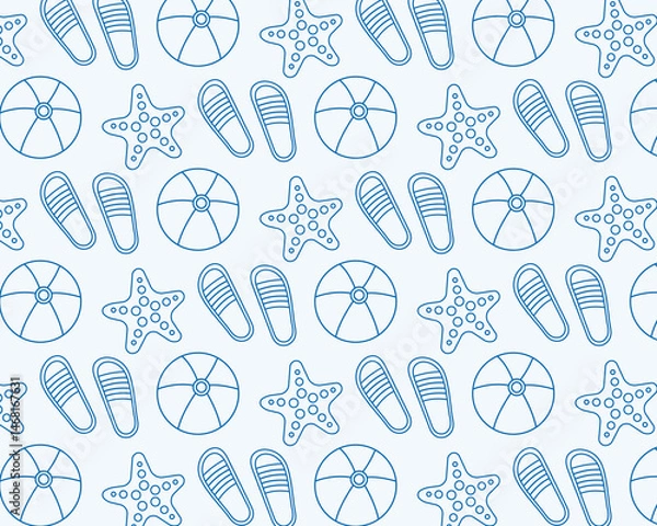 Obraz Elements of tourism and travel. Beach vacations. Seamless vector pattern