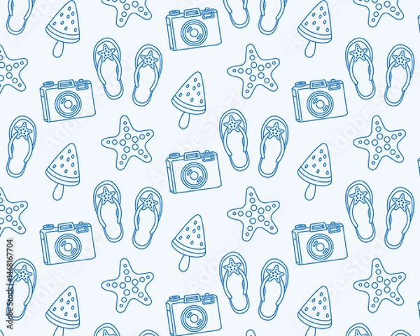 Obraz Elements of tourism and travel. Beach vacations. Seamless vector pattern