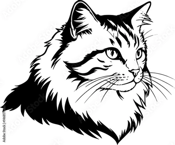 Fototapeta cute cat vector illustration, Generative AI.
