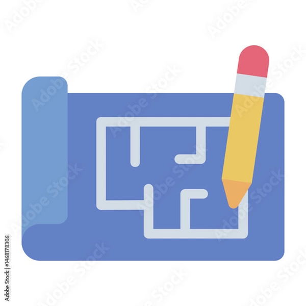 Obraz building plan flat icon for blueprint engineering stem