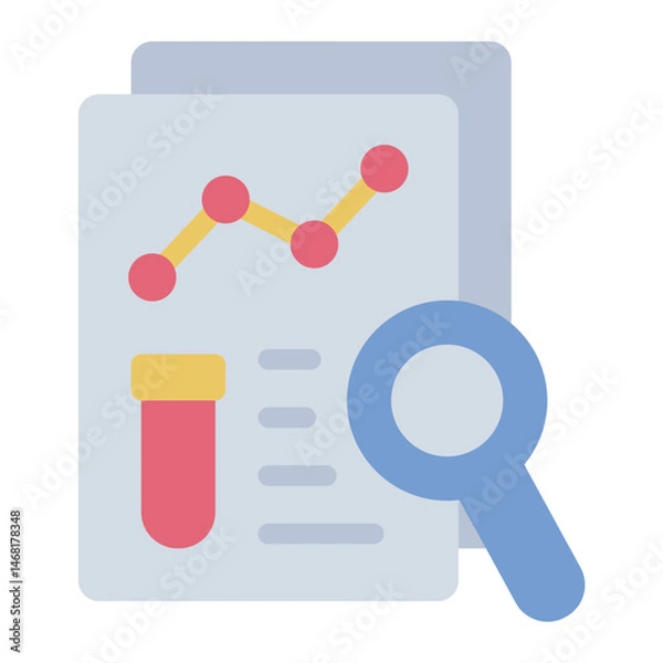 Obraz paper and magnifier flat icon for stem research project