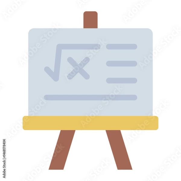 Fototapeta easel board flat icon with math formula for stem chalkboard