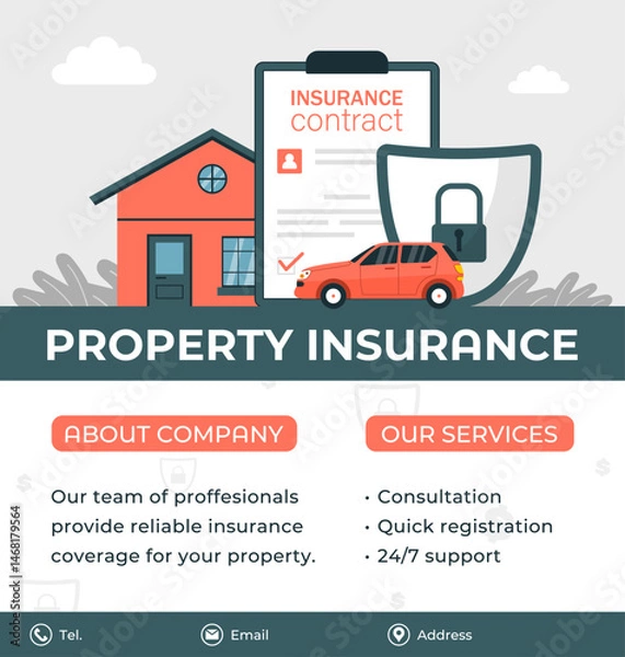 Obraz Property Insurance Policy Advertising Banner.