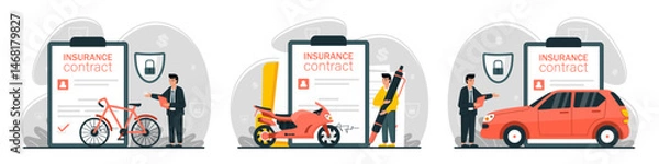 Obraz Set of Transportation Vehicle Insurance Scene.