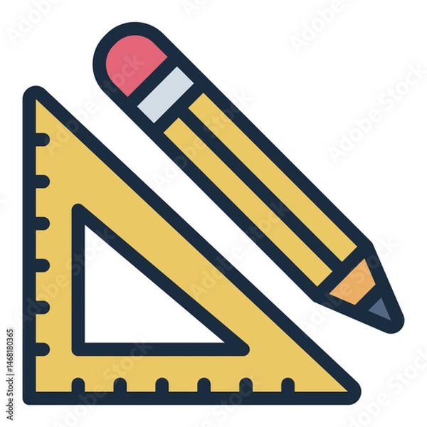 Obraz triangle tool filled line icon for set square stem drawing tool