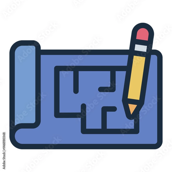 Obraz building plan filled line icon for blueprint engineering stem