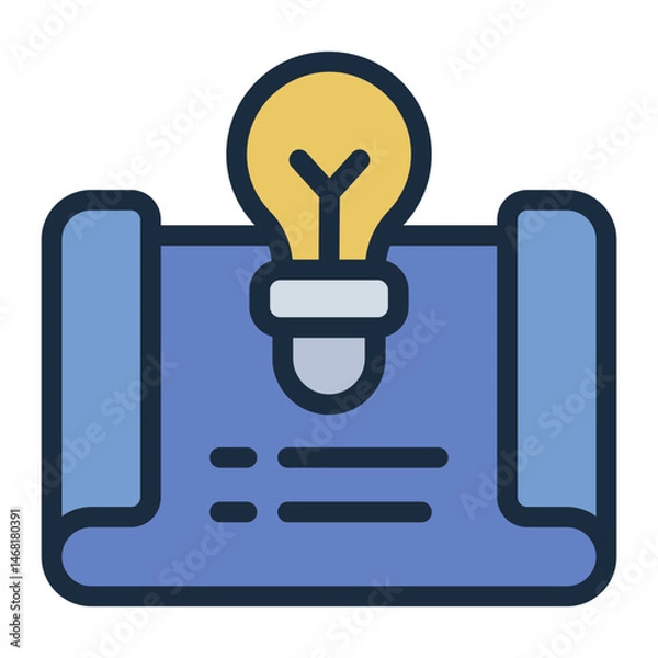 Obraz blueprint bulb filled line icon for idea creation stem concept