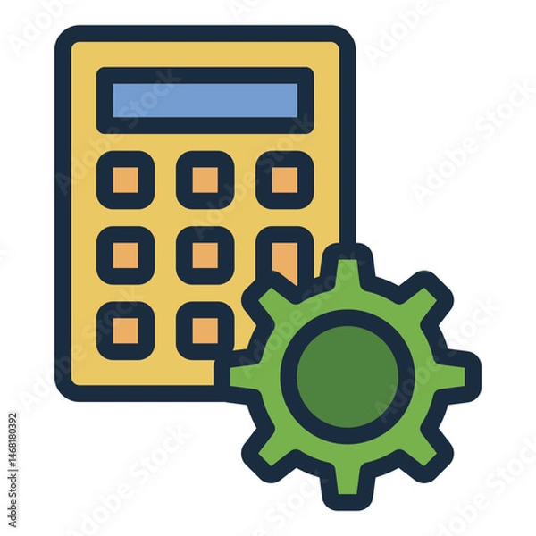 Obraz numeric gear filled line icon for calculator stem math tool