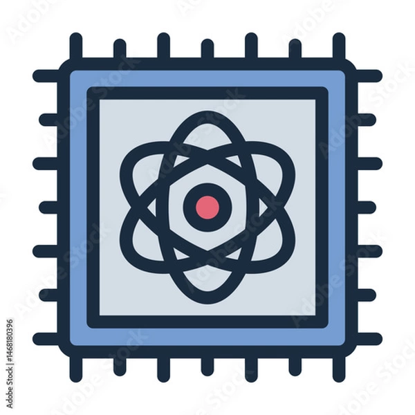 Obraz atom chip filled line icon for quantum computing stem tech