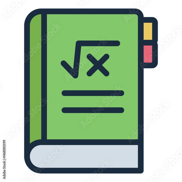 Obraz textbook filled line icon with formula for math book stem subject