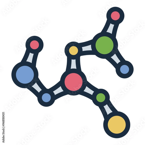 Obraz molecular structure filled line icon for nanotechnology stem field