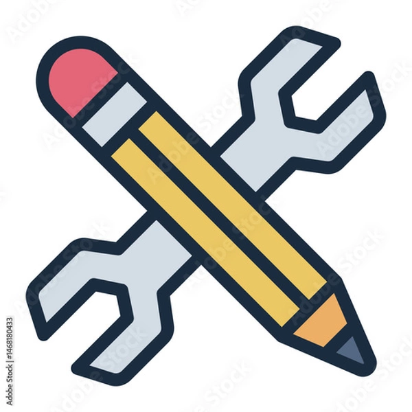 Obraz gear and pencil filled line icon for engineering tool stem subject
