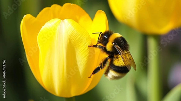 Obraz Bee on Yellow Tulip